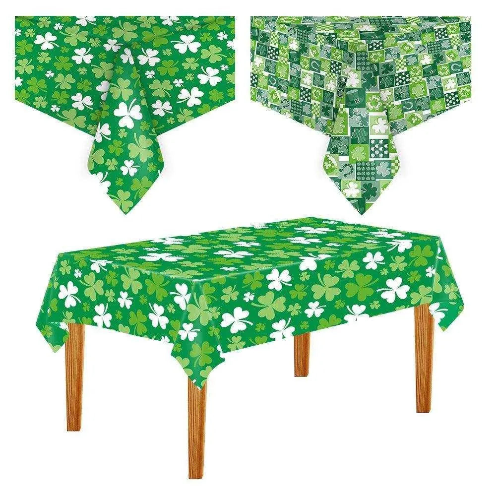 Irish Holiday Party Tablecloth - Fashion Green Minimalist Print - Durable Plastic - 137x229CM , 