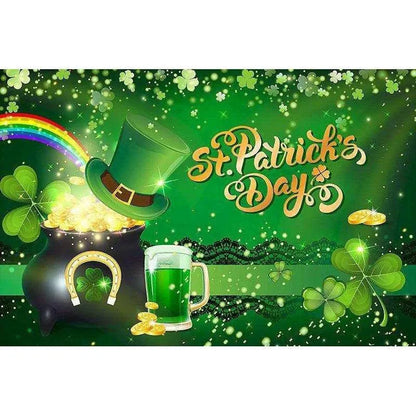 Irish National Day Party Background Banner - Festive Flag, Polyester Fabric, 150x100cm & 180x120cm , 