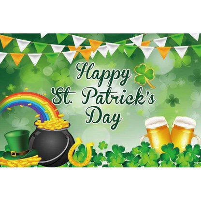 Irish National Day Party Background Banner - Festive Flag, Polyester Fabric, 150x100cm & 180x120cm , 