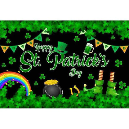 Irish National Day Party Background Banner - Festive Flag, Polyester Fabric, 150x100cm & 180x120cm , 