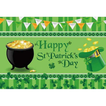 Irish National Day Party Background Banner - Festive Flag, Polyester Fabric, 150x100cm & 180x120cm , 