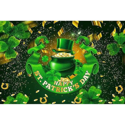 Irish National Day Party Background Banner - Festive Flag, Polyester Fabric, 150x100cm & 180x120cm , 