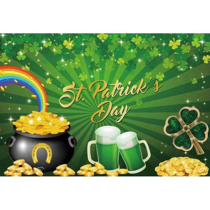 Irish National Day Party Background Banner - Festive Flag, Polyester Fabric, 150x100cm & 180x120cm , 