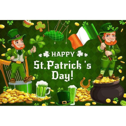 Irish National Day Party Background Banner - Festive Flag, Polyester Fabric, 150x100cm & 180x120cm , 