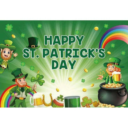 Irish National Day Party Background Banner - Festive Flag, Polyester Fabric, 150x100cm & 180x120cm , 