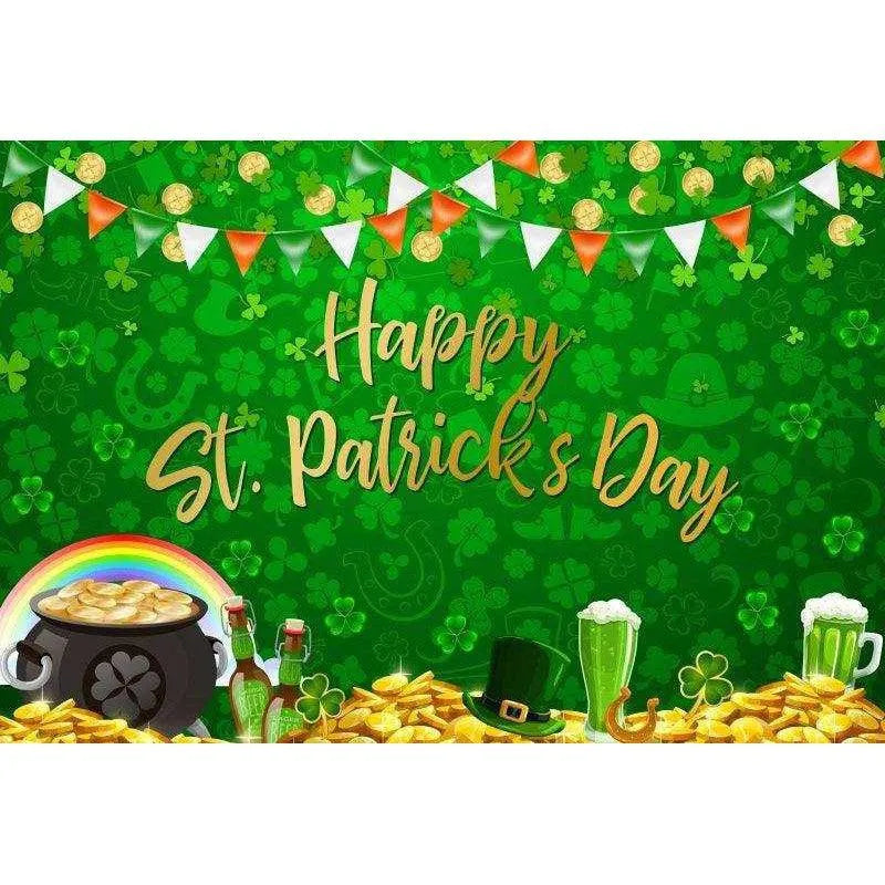 Irish National Day Party Background Banner - Festive Flag, Polyester Fabric, 150x100cm & 180x120cm , 