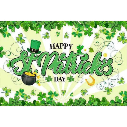 Irish National Day Party Background Banner - Festive Flag, Polyester Fabric, 150x100cm & 180x120cm , 