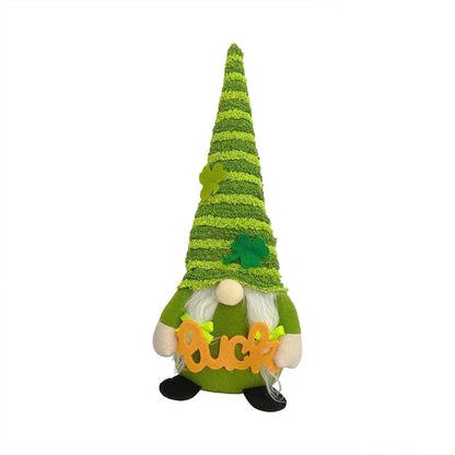 Irish St Patrick's Day No Face Doll Shamrock Decoration - Polyester, 18x7x9cm; 29x12x7cm , 