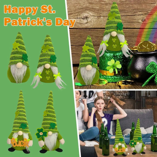 Irish St Patrick's Day No Face Doll Shamrock Decoration - Polyester, 18x7x9cm; 29x12x7cm , 