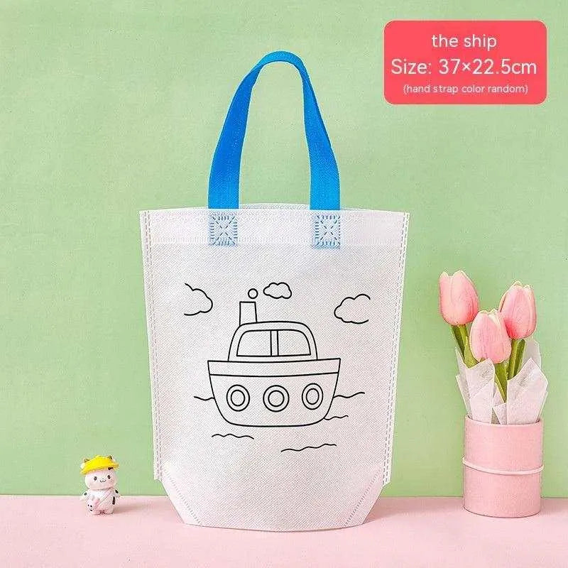 Crianças DIY Pintura Doodle Bolsa Bolsa de artesanato para jardim de infância