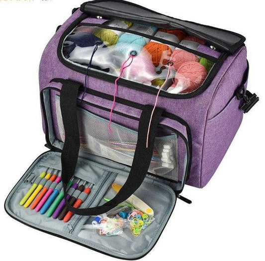 Knitting bag yarn organizer for crochet hooks wool and needles