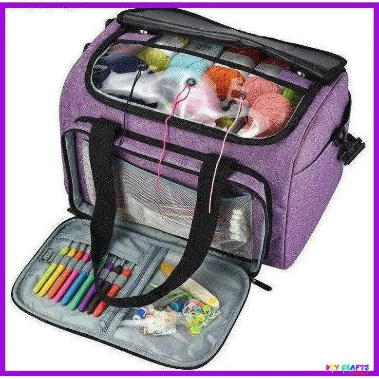 Knitting bag yarn organizer for crochet hooks wool and needles