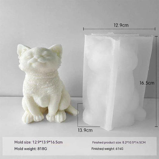 Large Cat Mold Animal Mold Cat Candle Plaster Mold DIY Decoration Kitten Ornament