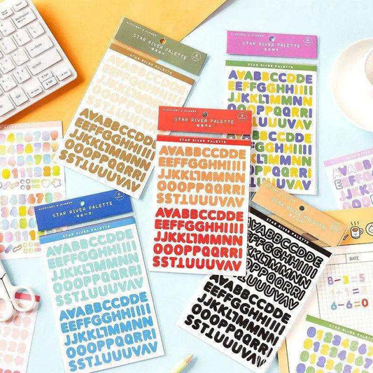 Letters and Numbers Sticker Sheets Alphabet Sticker Pack Scrapbook Supplies