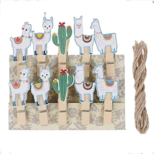 Llama Wood Clips Cactus Wooden Clip Photo Hanging Pins Scrapbook Supplies