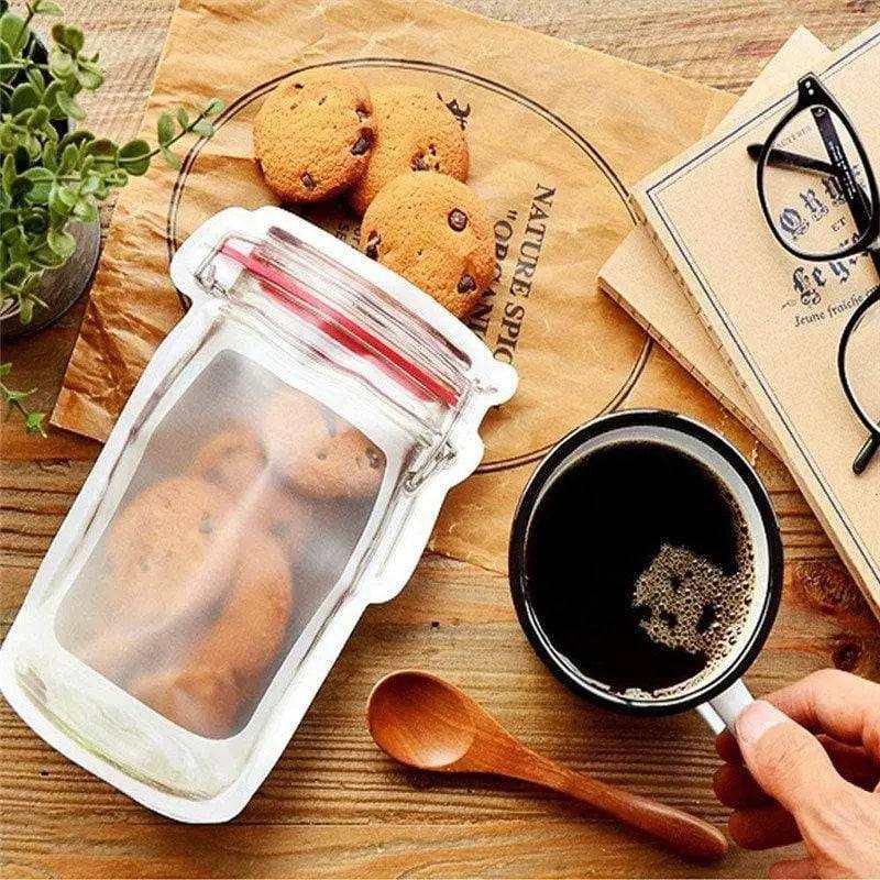 Mason jar bottle bag reusable snack bags for food storage zip lock kitchen organization