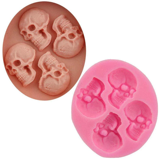 Mini Skulls Mold 4 Skull Silicone Mould Baking Accessories Halloween Candy Making Tool Fondant Decoration