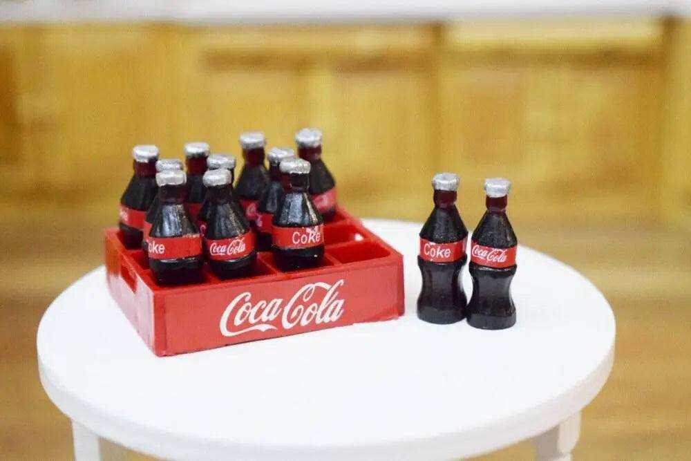 Miniature bottles of coca cola 1:12 dollhouse decor