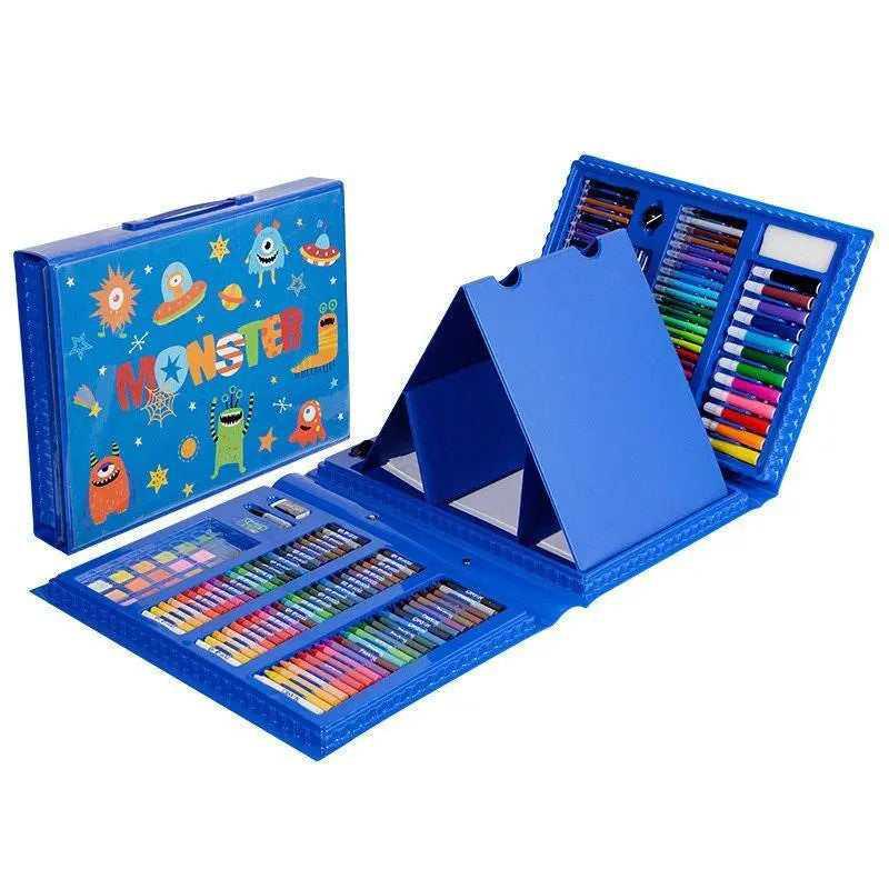 Monster Cartoon Children’s Drawing Tool Ultimate Art Set for Kids Built-in Easel Artist Crayon Drawing Brush Pens Birthday Gift Box Supplies