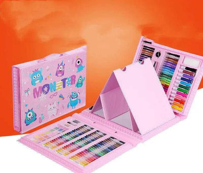 Monster Cartoon Children’s Drawing Tool Ultimate Art Set for Kids Built-in Easel Artist Crayon Drawing Brush Pens Birthday Gift Box Supplies