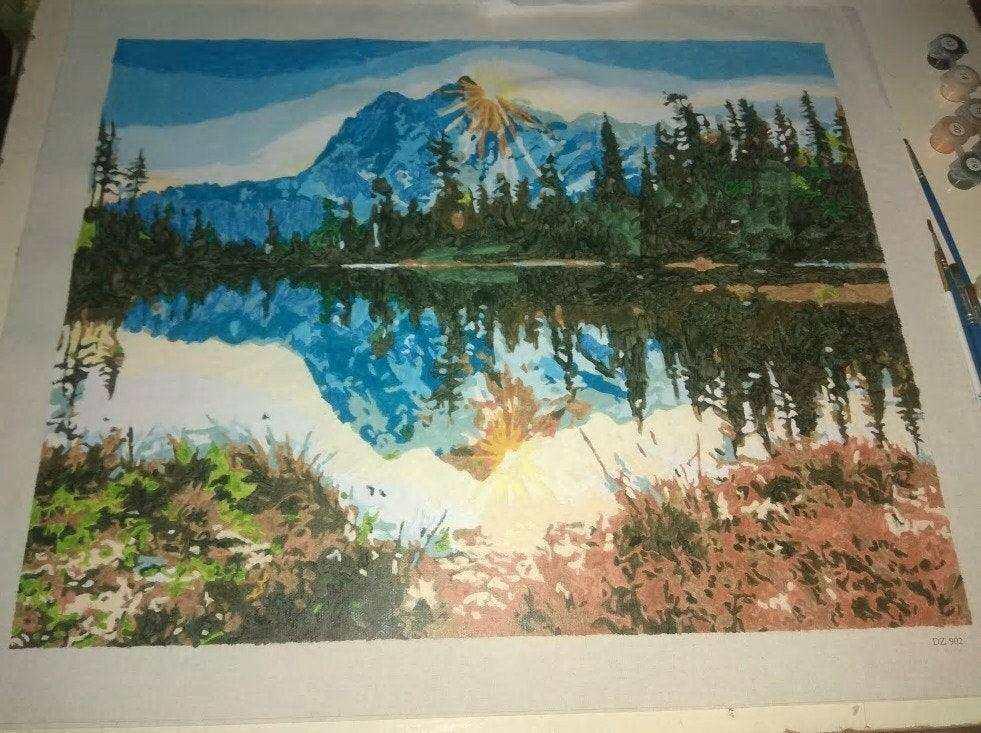 Snow mountain paint by numbers set numbered painting canvas