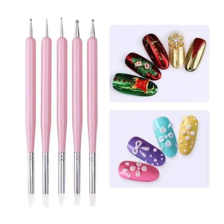 Nail Art Tools Dual Tip Brush Pen 5pcs Pens Nail Art Supplies