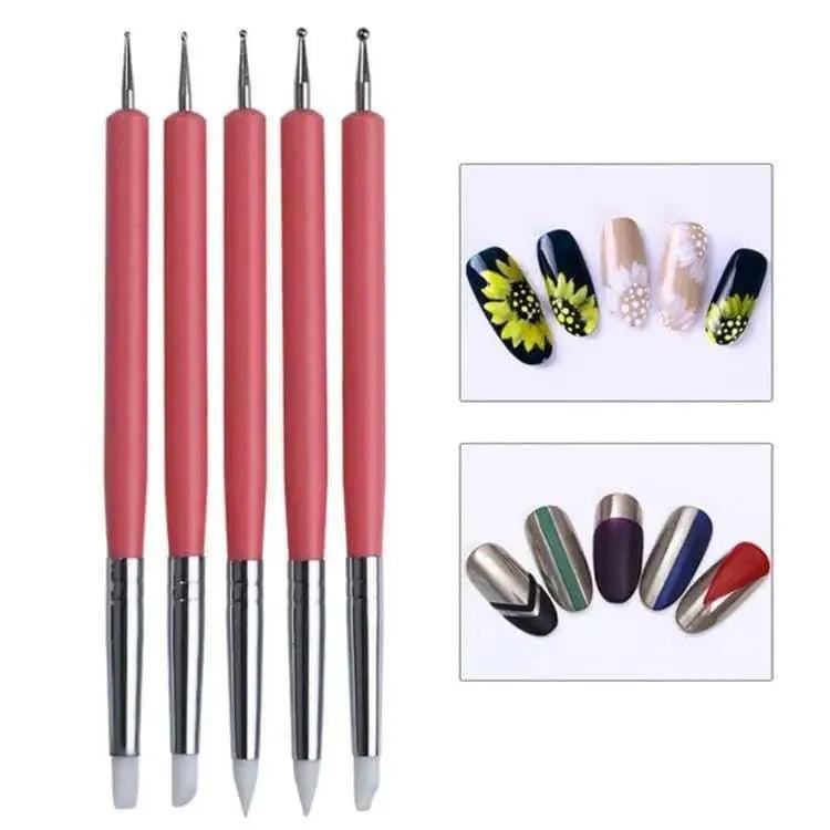 Nail Art Tools Dual Tip Brush Pen 5pcs Pens Nail Art Supplies