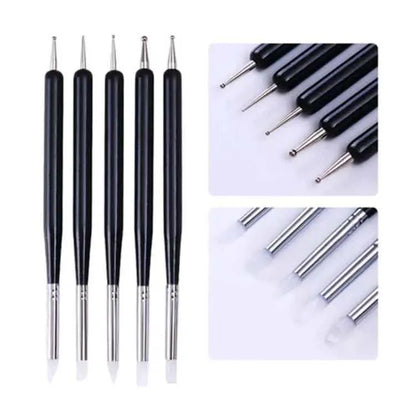 Nail Art Tools Dual Tip Brush Pen 5pcs Pens Nail Art Supplies