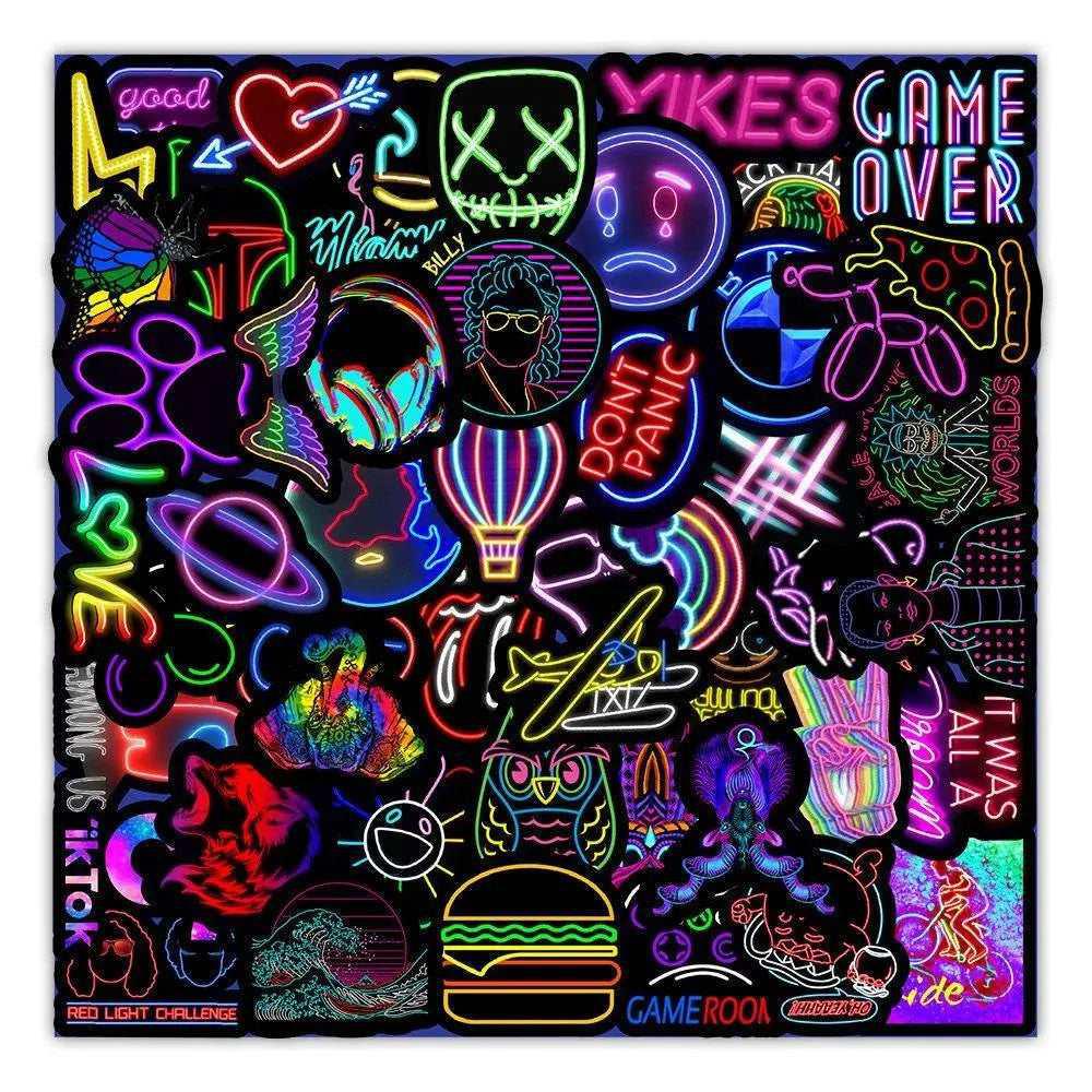 Neon Signs Stickers DIY Scrapbook Supplies Phone Case Decor Laptop Decals