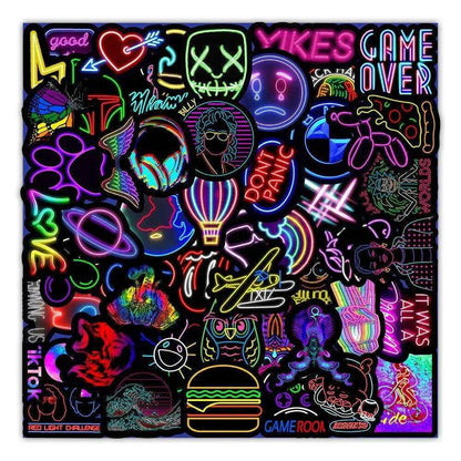 Neon Signs Stickers DIY Scrapbook Supplies Phone Case Decor Laptop Decals