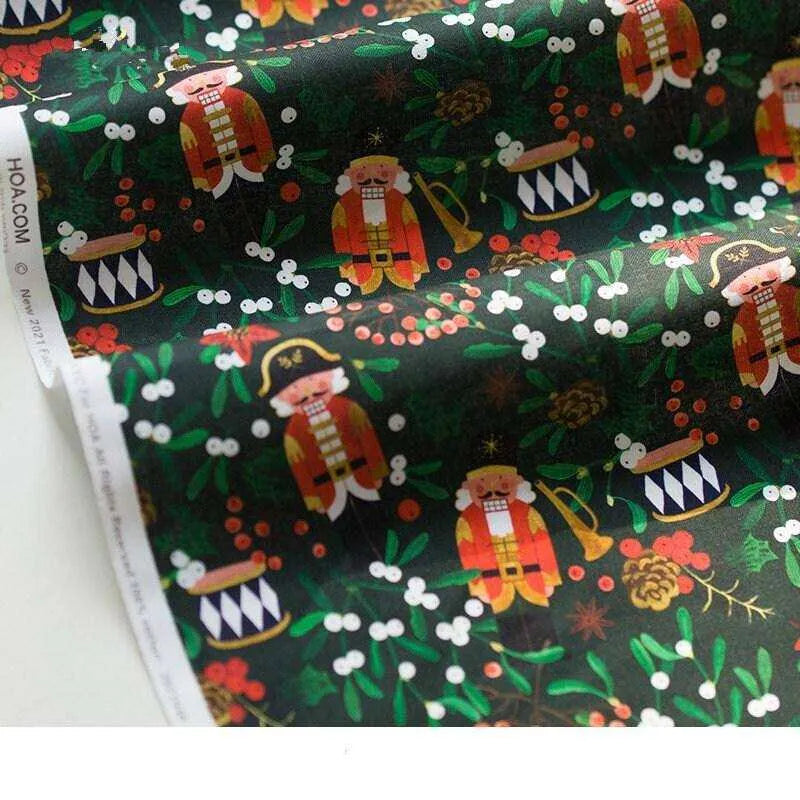 Nutcracker Printed Cotton Fabric DIY Quilting Patchwork Sewing Supplies Christmas Fabric Pillow Cover Making Kawaii Sewing Fabric