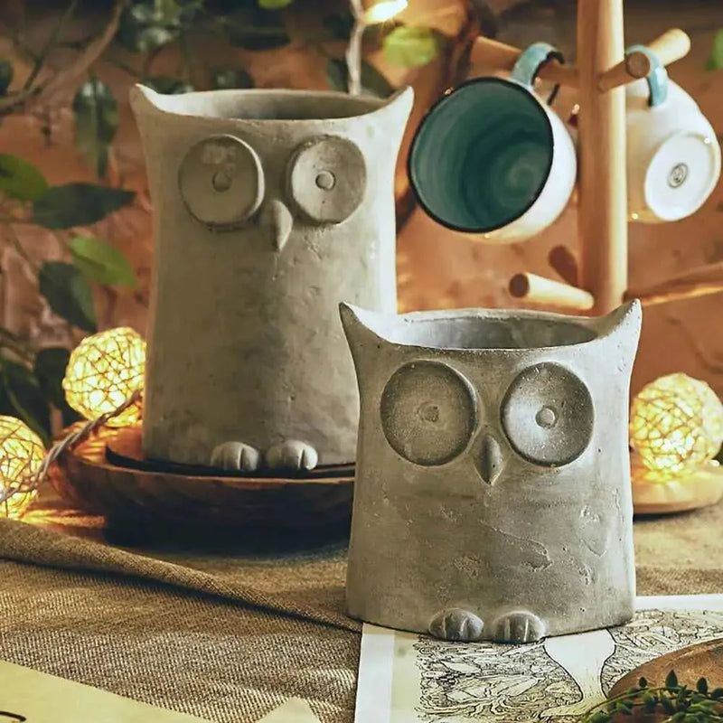 Owl Planter Concrete Mold Cement Vase Mold