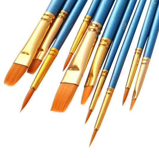 Paint Brush Set Nylon Hair Wooden Handle Painting Brushes Painting Supplies 10pcs Gifts For Artists Watercolor Brush Canvas Paintbrushes