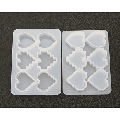 Pixel Heart Mold - DIY Handmade Pendant Silicone Mold - High Transparency & Mirror Effect - 15.5 x 9.8 x 1.5CM , 