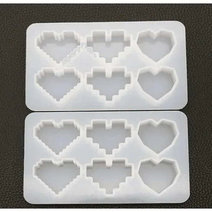 Pixel Heart Mold - DIY Handmade Pendant Silicone Mold - High Transparency & Mirror Effect - 15.5 x 9.8 x 1.5CM , 