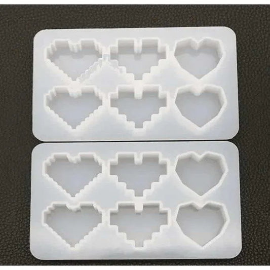 Pixel Heart Mold - DIY Handmade Pendant Silicone Mold - High Transparency & Mirror Effect - 15.5 x 9.8 x 1.5CM , 