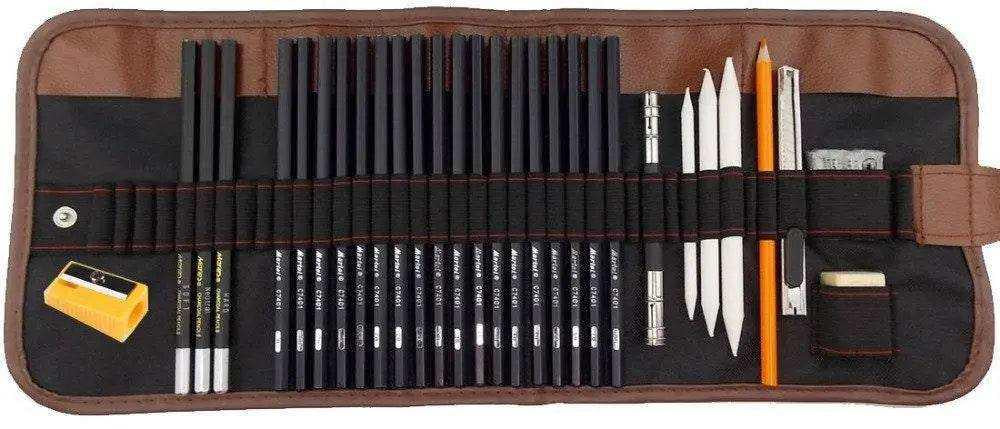 Portable outdoor drawing charcoal pencil set