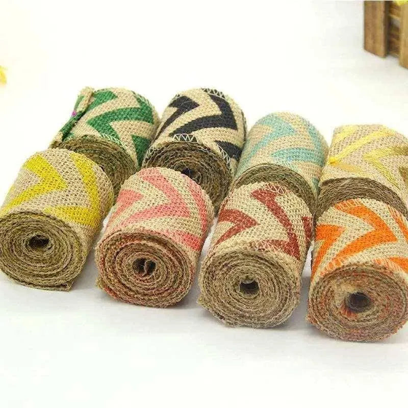 Printed Burlap Ribbon Gift Wrapping Craft Ribbon Party Decor DIY Hat Making Haircrafts Accessories 2 Meters