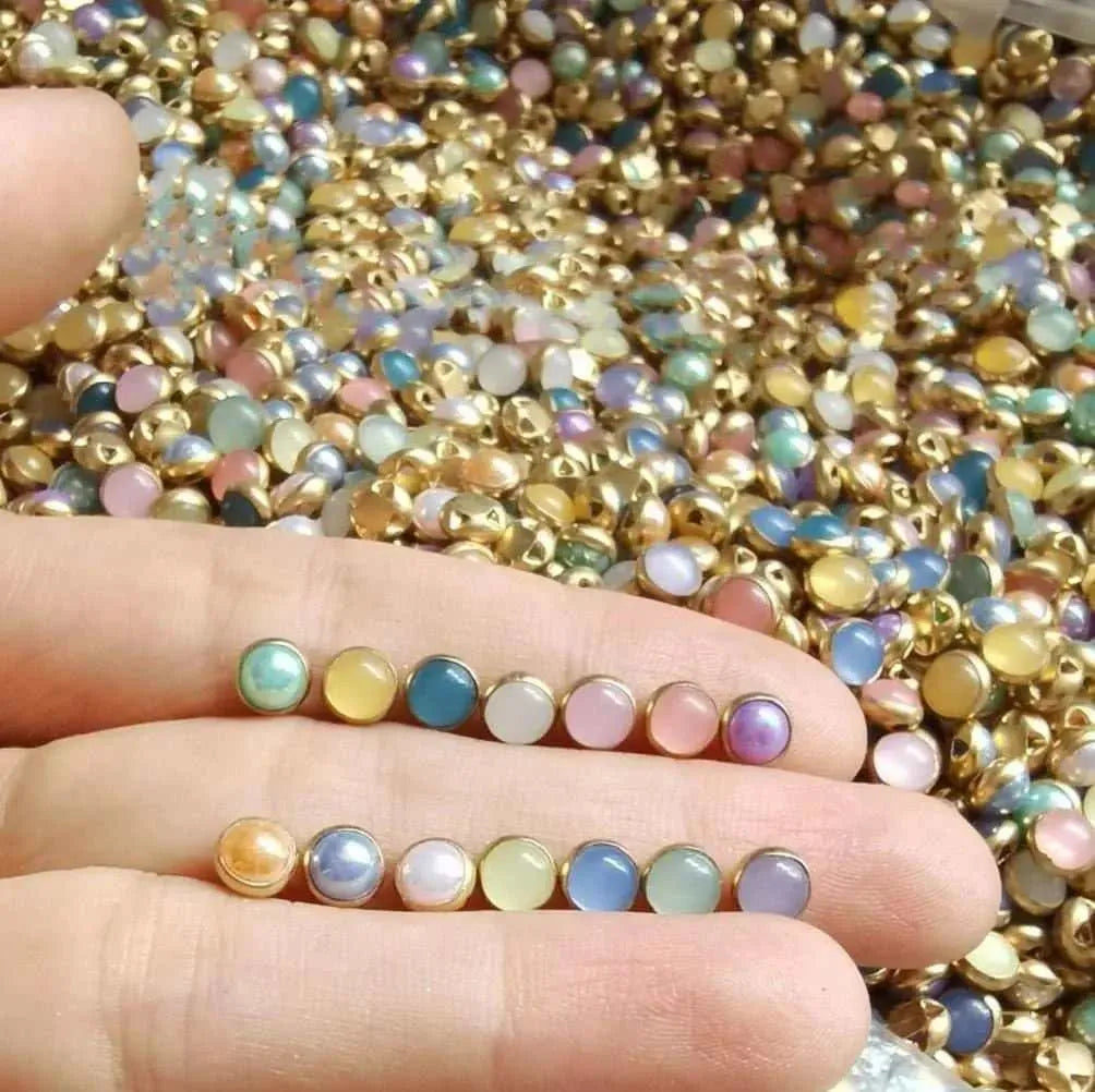 Rainbow Beads Round Button Mini Pearls For Jewelry DIY Doll Making Kids Toys Accessories Scrapbooking Supply 50pcs Buttons 4mm Bead