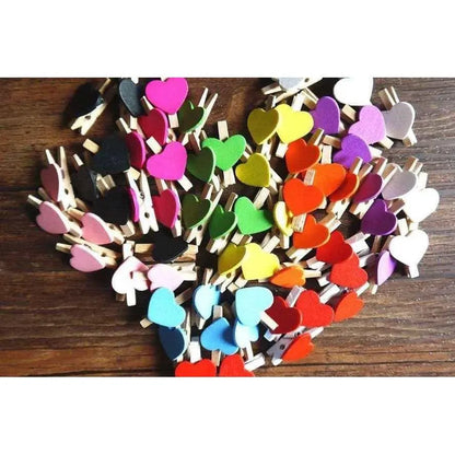 Rainbow Heart Clips Wooden Paper Pegs Colorful Clothespins Postcard Clip Polaroid Pegs DIY Scrapbooking