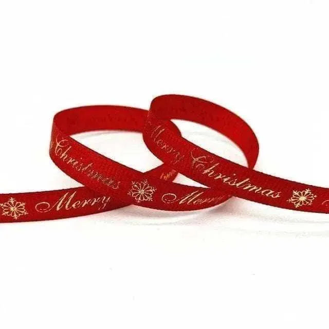 Red Christmas Ribbon Christmas Bows Gift Wrapping Package Decor Party Favors Supplies 10mm 5 Yards Ribbon Roll