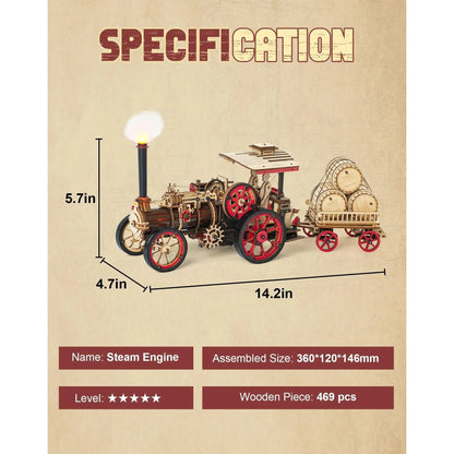 Robotime Rokr 蒸汽機火車模型 3D 木製拼圖