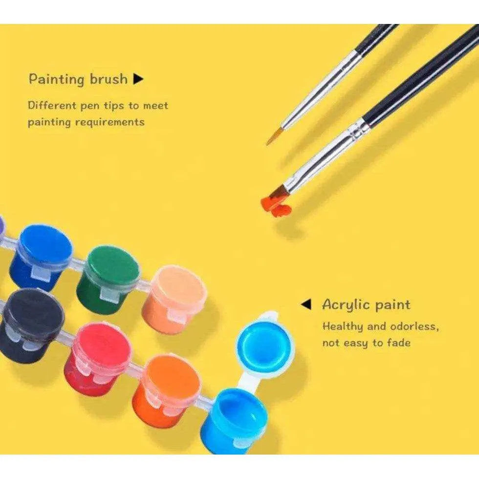 Rock Painting Kit Toys For Kids Stone DIY Craft Arts Creative Tools For Children Includes Wooden Board Brushes Rocks & Waterproof Paint