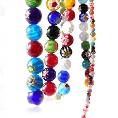 Round Beads For Jewelry Making Floral Pattern Bracelet Glass Beads Necklace