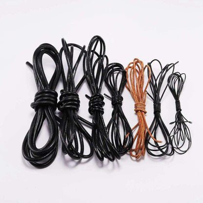 Round Leather Cord Brown Black Rust Genuine Leather Cord for Necklaces & Bracelets DIY Jewelry Making Supplies