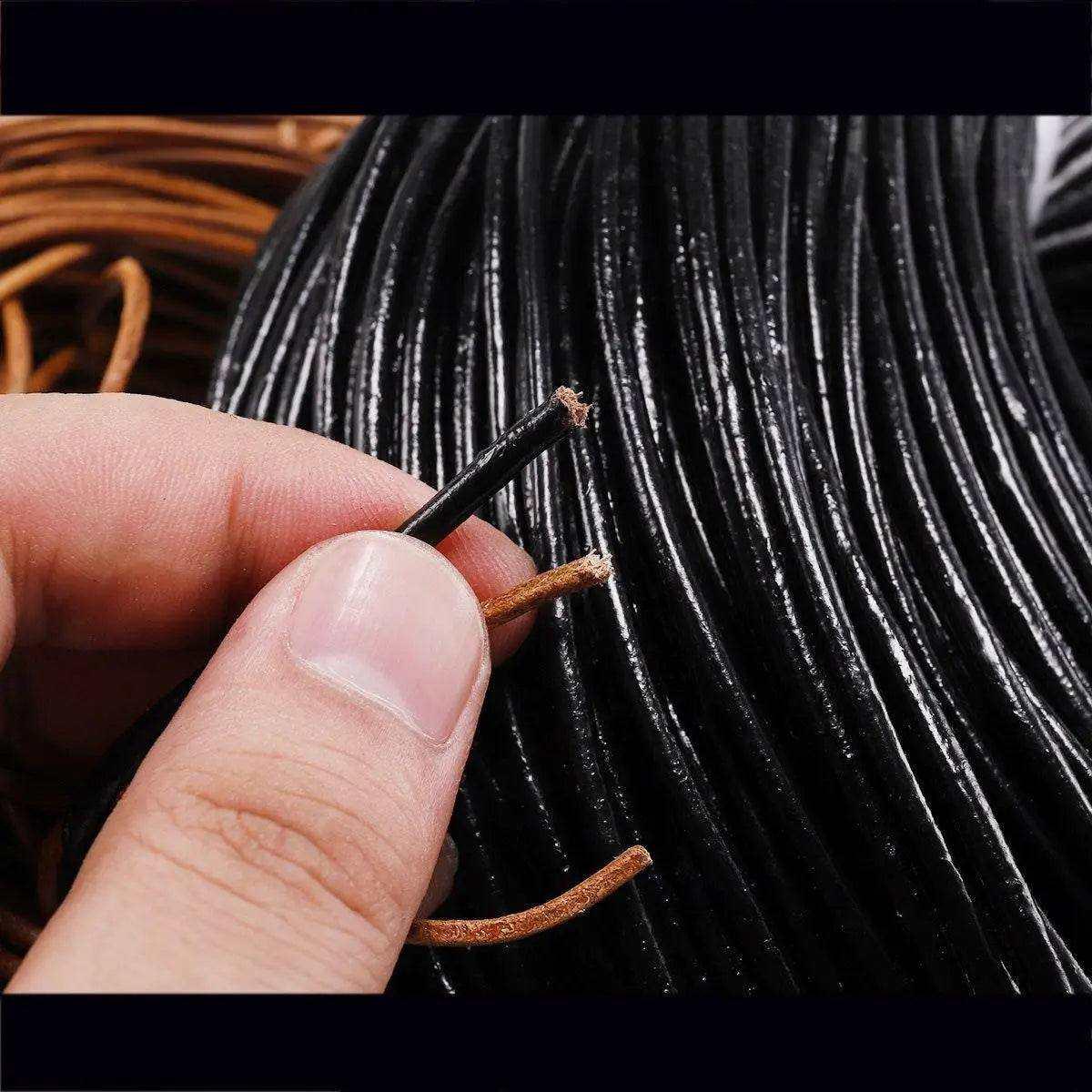 Round Leather Cord Brown Black Rust Genuine Leather Cord for Necklaces & Bracelets DIY Jewelry Making Supplies