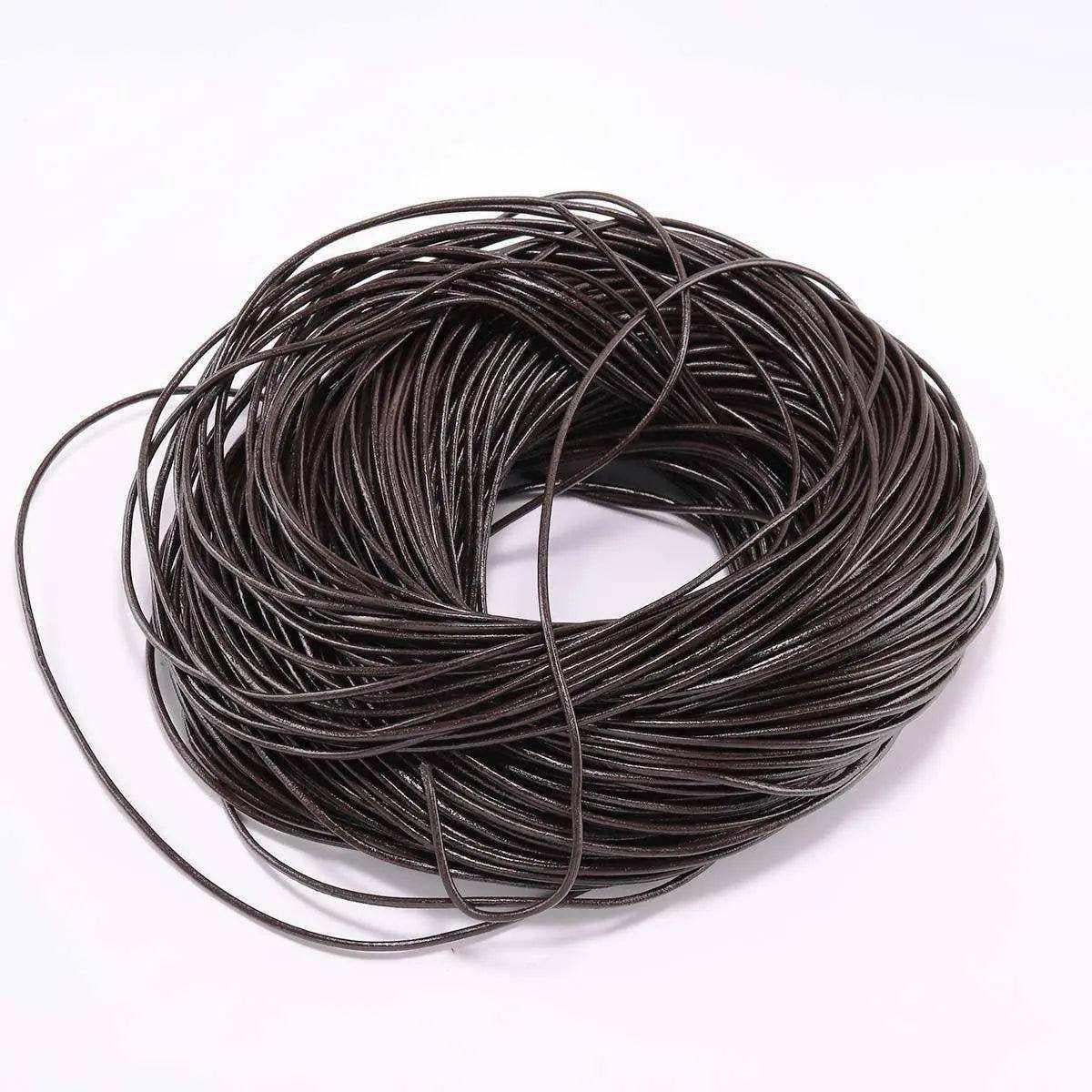 Round Leather Cord Brown Black Rust Genuine Leather Cord for Necklaces & Bracelets DIY Jewelry Making Supplies