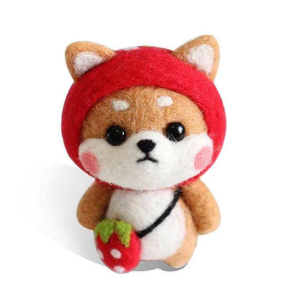 Shiba Inu Wool Felt Kit Felted Animal Felting Kit DIY Doll Making