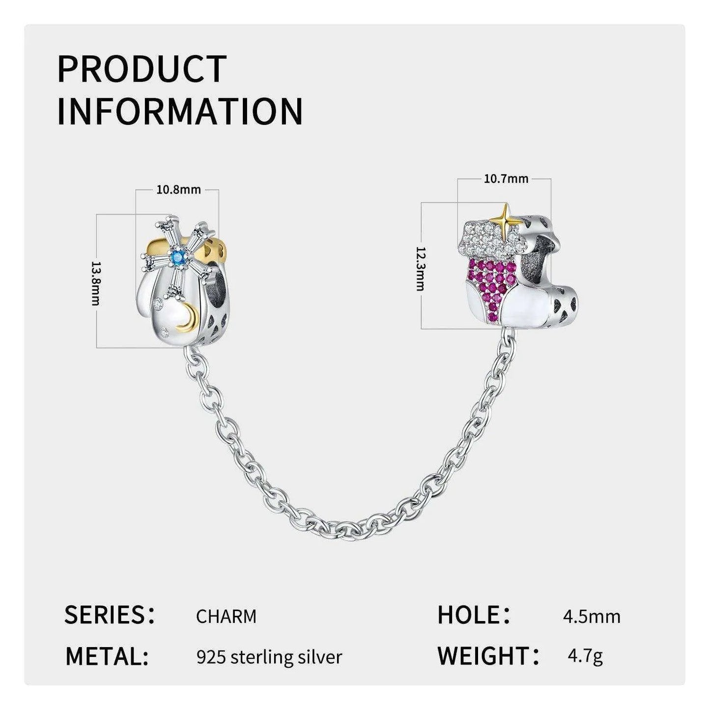 the product information page for the charm bracelet