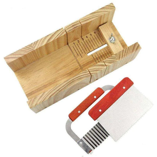 Soap Cutting Wooden Box With Stainless Steel Cutters